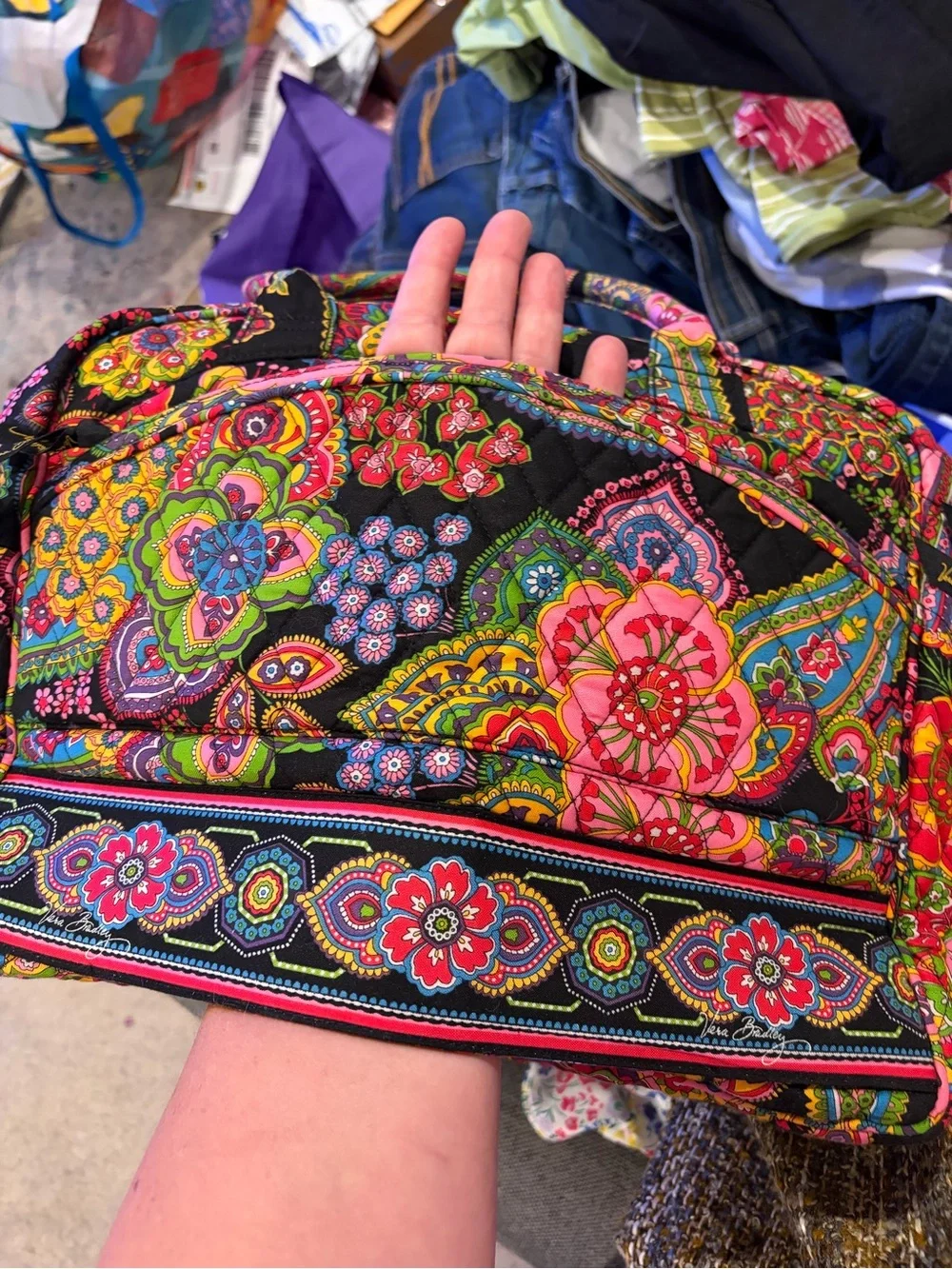 Vera Bradley Black Multicolor Quilted Floral Paisley Laptop Bag